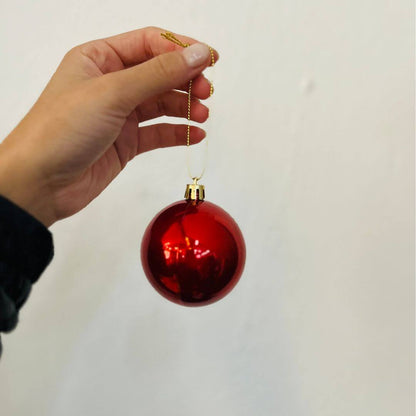 Jogo Com 9 Bolas Natalinas Perolada - 6cm