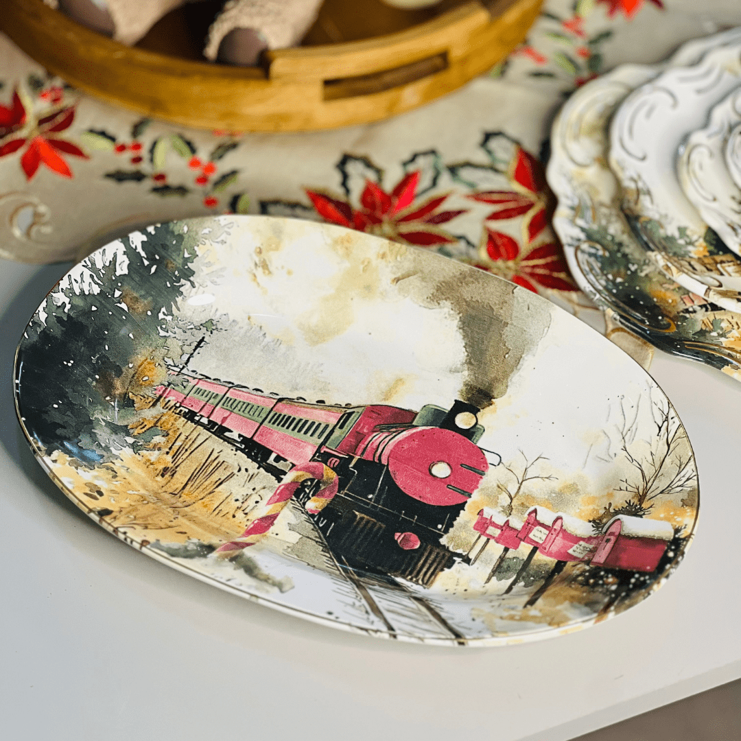 Travessa Media Noite de Neve de Cerâmica 40x27x5cm