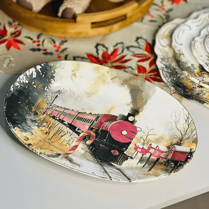 Travessa Media Noite de Neve de Cerâmica 40x27x5cm