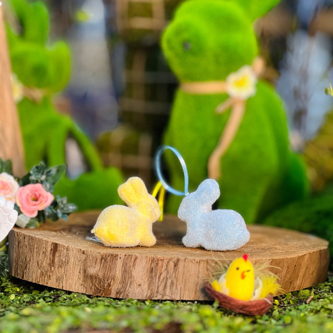 Jogo Com 6 Peças Coelho Decorativo Para Pendurar - 5x5x6cm Cores Sortidas
