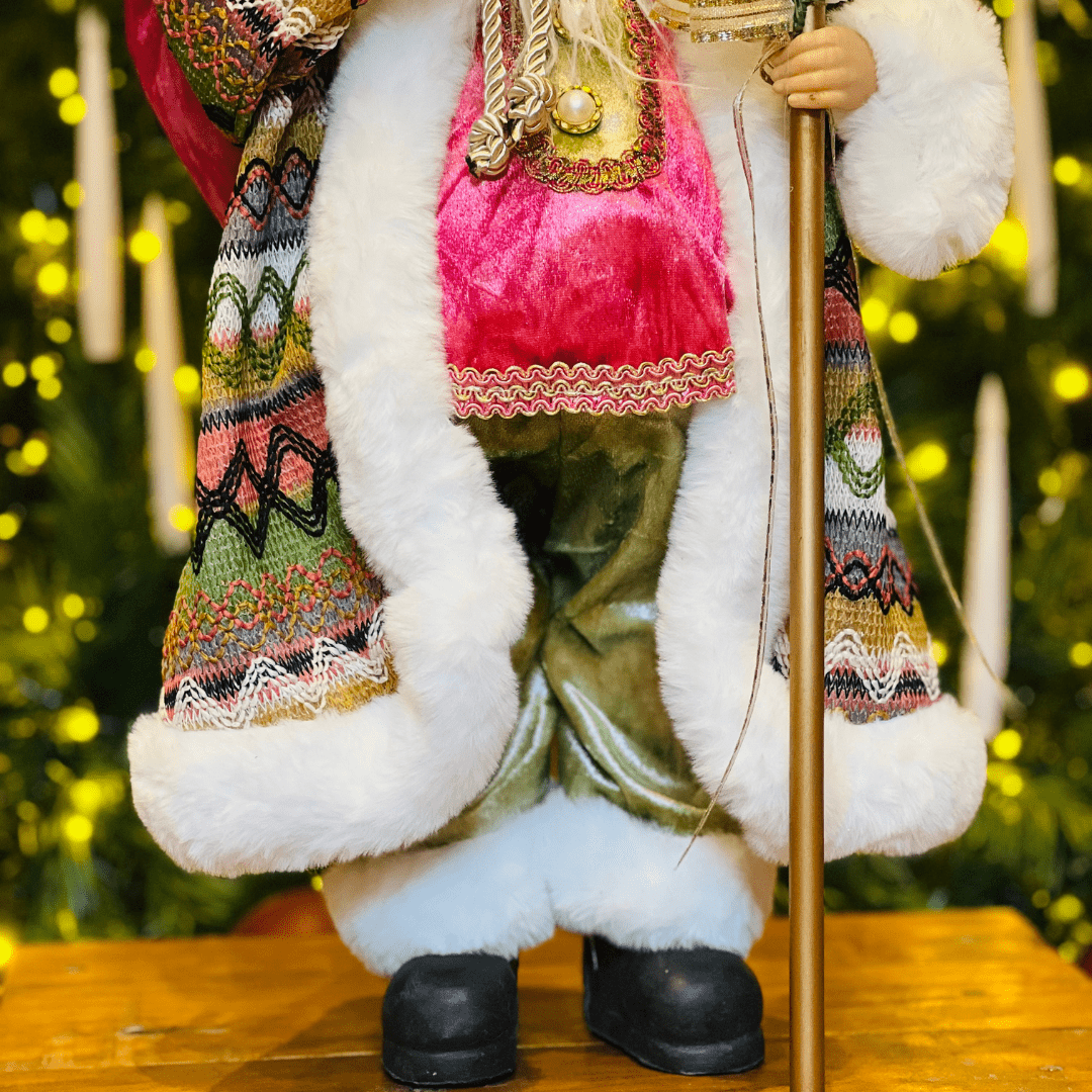 Papai Noel Rosa e Verde 45cm