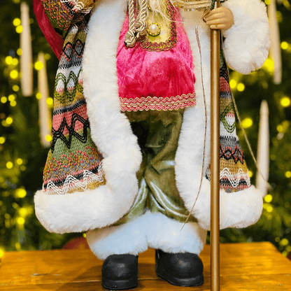 Papai Noel Rosa e Verde 45cm