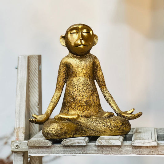 Escultura Macaco Yoga Em Poliresina B - 20cm