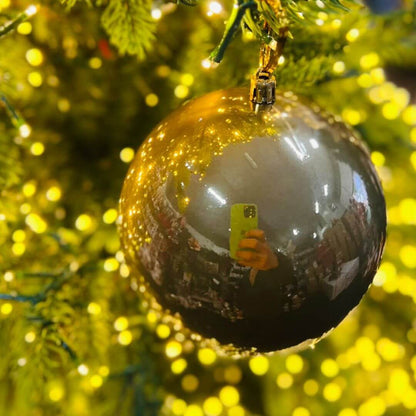 Bola Em Tubo Perolada e Fosca Dourada- 12cm  Jg C/4 Pc