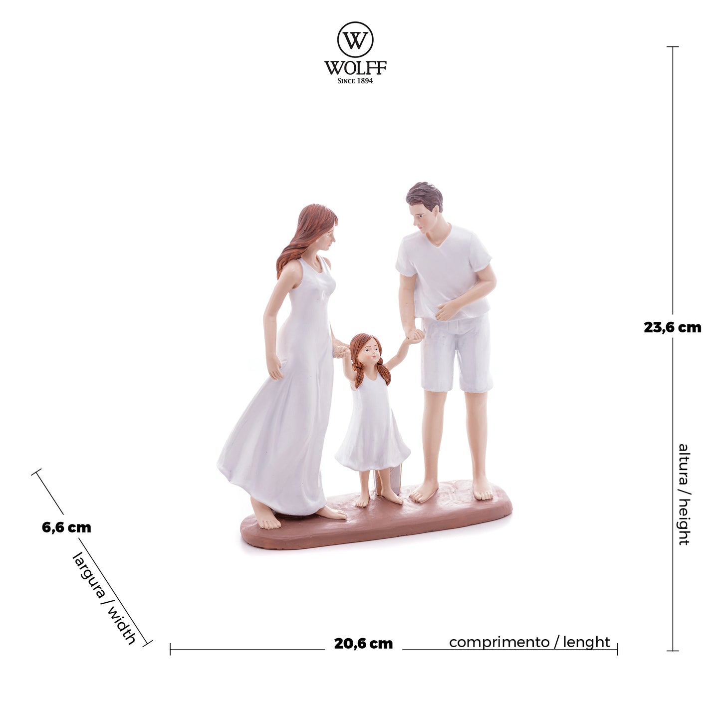 Figura Decorativa Familia de Resina - 21,5x6x24,5cm