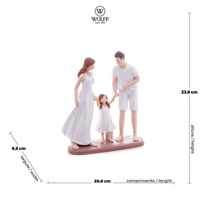 Figura Decorativa Familia de Resina - 21,5x6x24,5cm