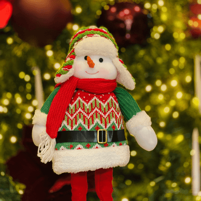 Boneca de Neve Natalina Em Pé Com Tricot 42cm - Tamanho Ajustavel