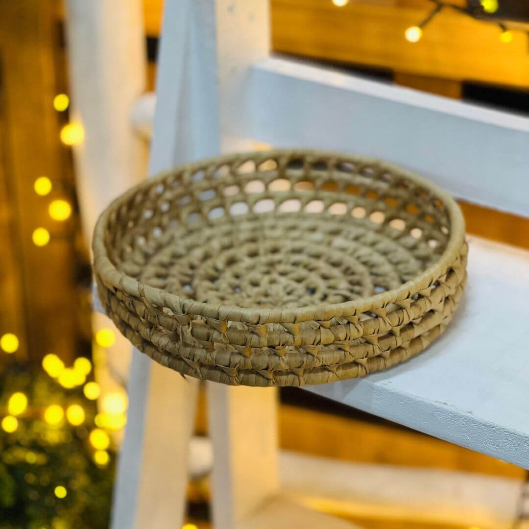 Cesta Redonda de Palha de Carnaúba - 21cm