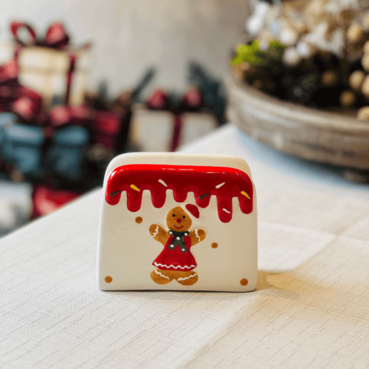 Porta Guardanapo Natalino de Cerâmica Gingerbread 7cm