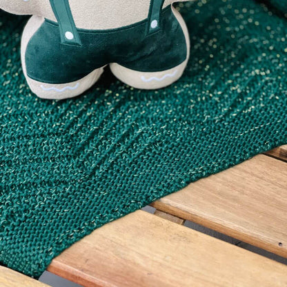 Manta Natalina Tricot Verde Com Lurex - 0,90mx1,80m