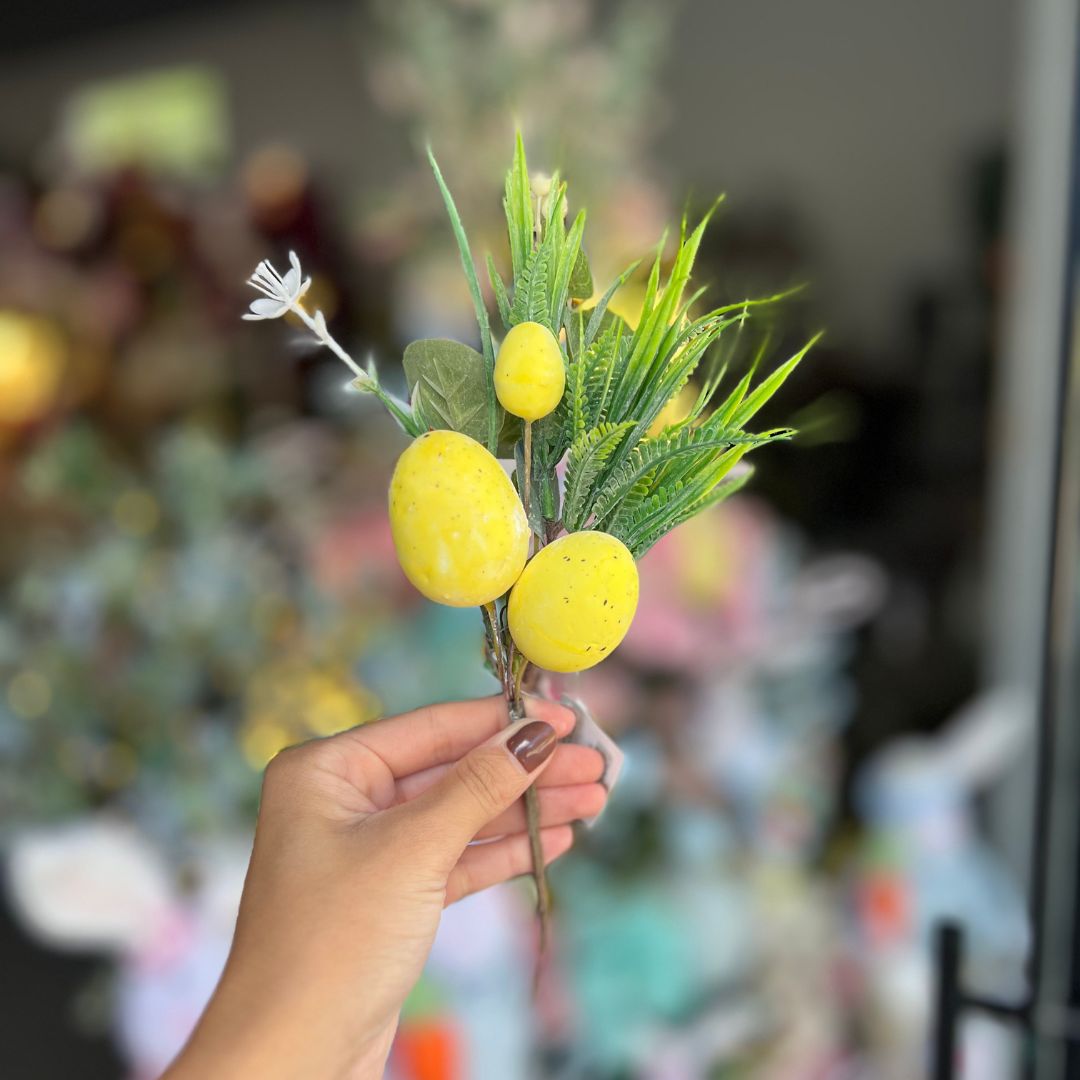 Haste de Páscoa Ovinhos - 25cm Amarelo