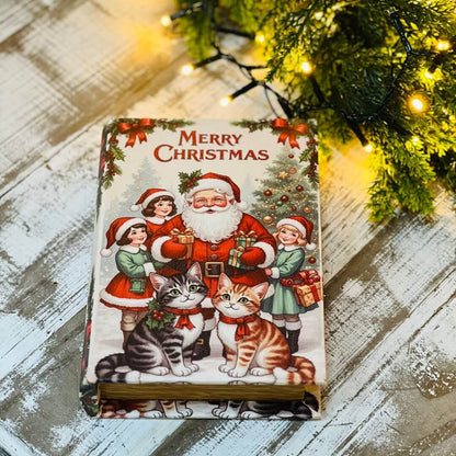 Livro Porta-Objetos Noel e Gatos Colorido | 18x13 cm