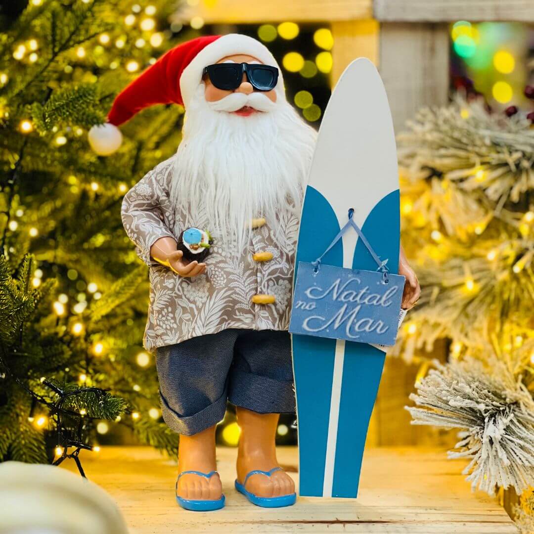 Papai Noel Natal Surfista em Pé – 40cm