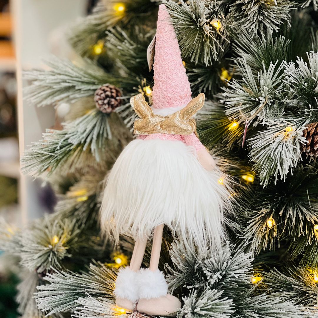 Fadinha de Natal Rosa Com Branco - 47cm
