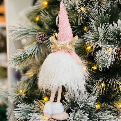 Fadinha de Natal Rosa Com Branco - 47cm