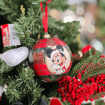 Jogo 2 Bolas Natalinas Mickey e Minnie Xadrez 10cm