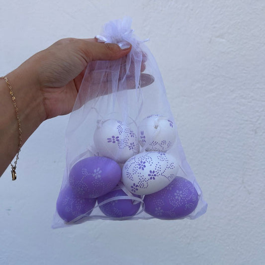 Jogo de 9 Ovos Decorativos para Pendurar Lilás - 6cm