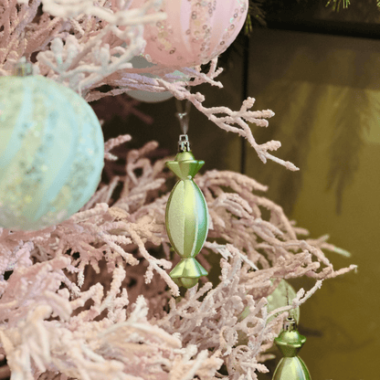 Jogo 3 Enfeites para Pendurar Natalino Balas Verde 12cm