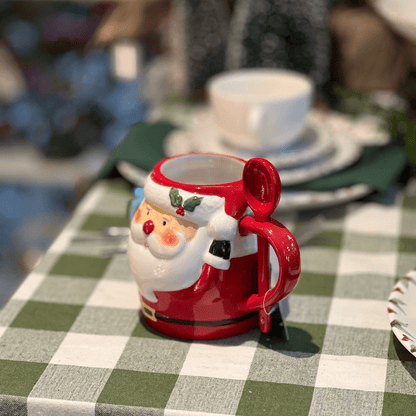 Caneca de Cerâmica Com Colher Papai Noel 300ml 15cm