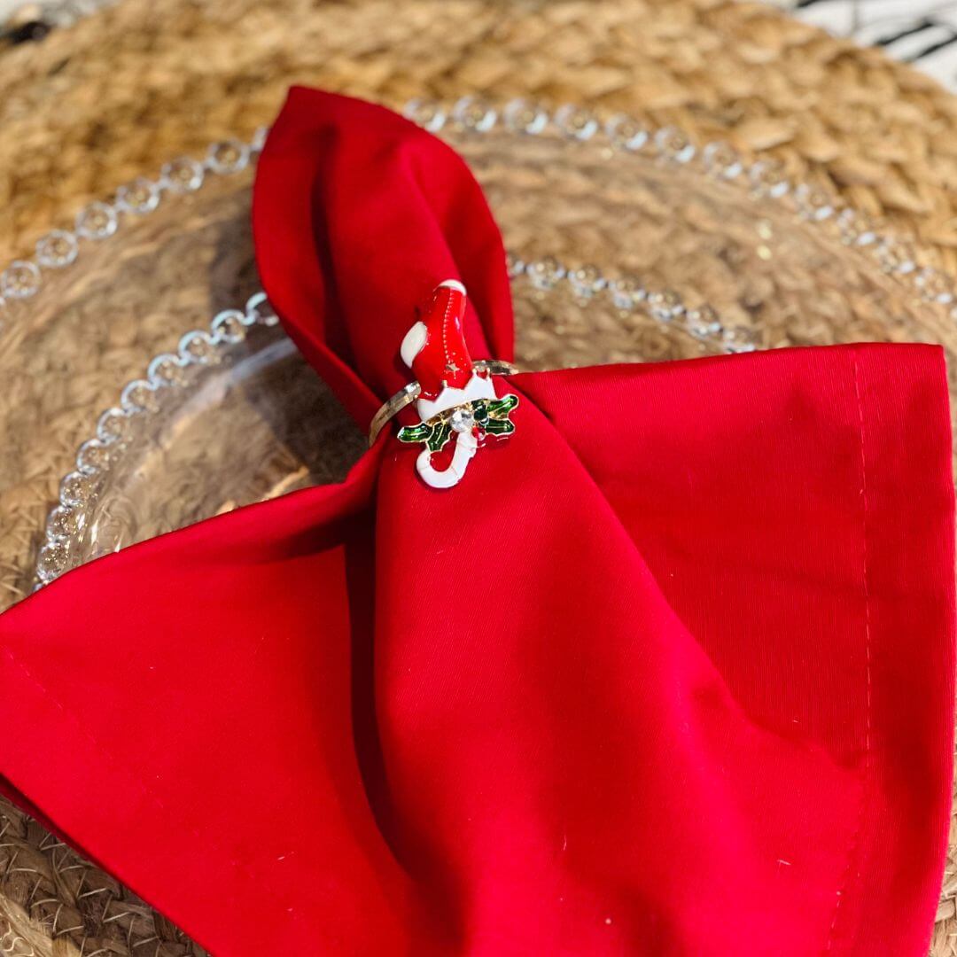 Porta Guardanapo Natal Meia em Metal | Kit com 4 Unidades