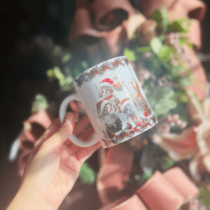 Caneca Gatinhos Natalinos de Porcelana 300ml