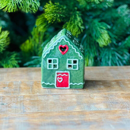 Porta-Velas Cerâmico Casa – 11cm