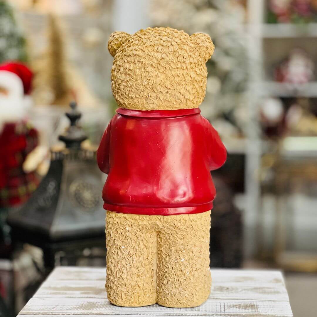 Resina Natal Urso Músico Trombeta - 42xcm25x22