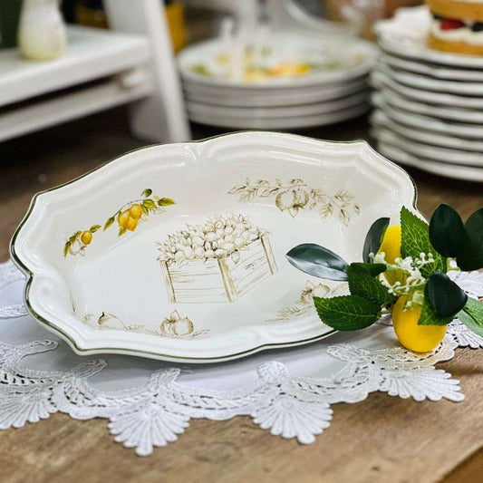 Travessa Pequena Branca Toscana Limão Siciliano - 28cm
