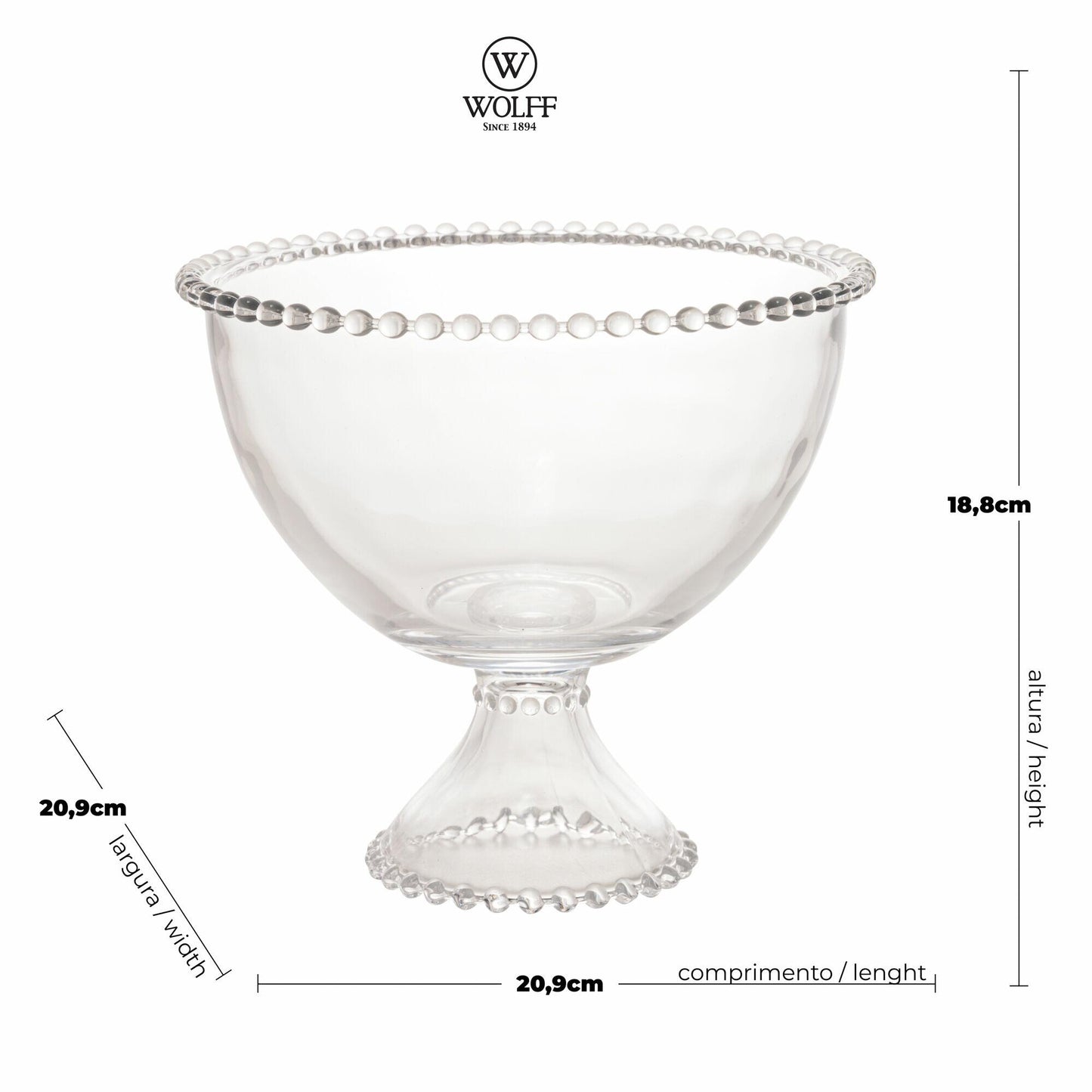 Saladeira Cristal C/pe Pearl