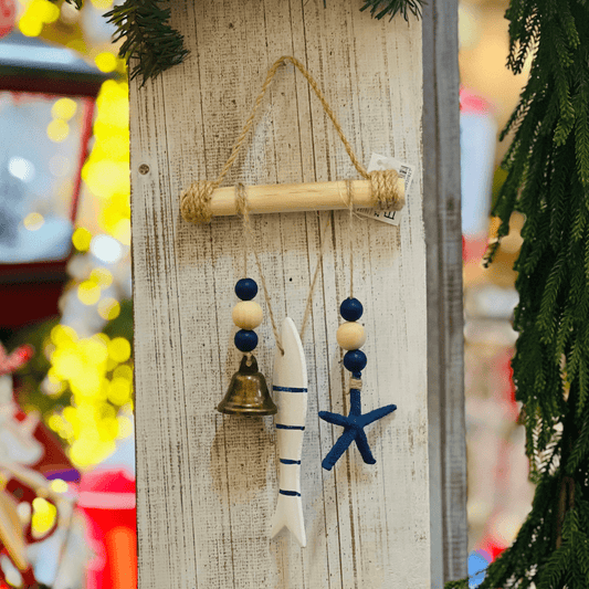 Pendente Peixe Natal Náutico de Madeira 27x14cm