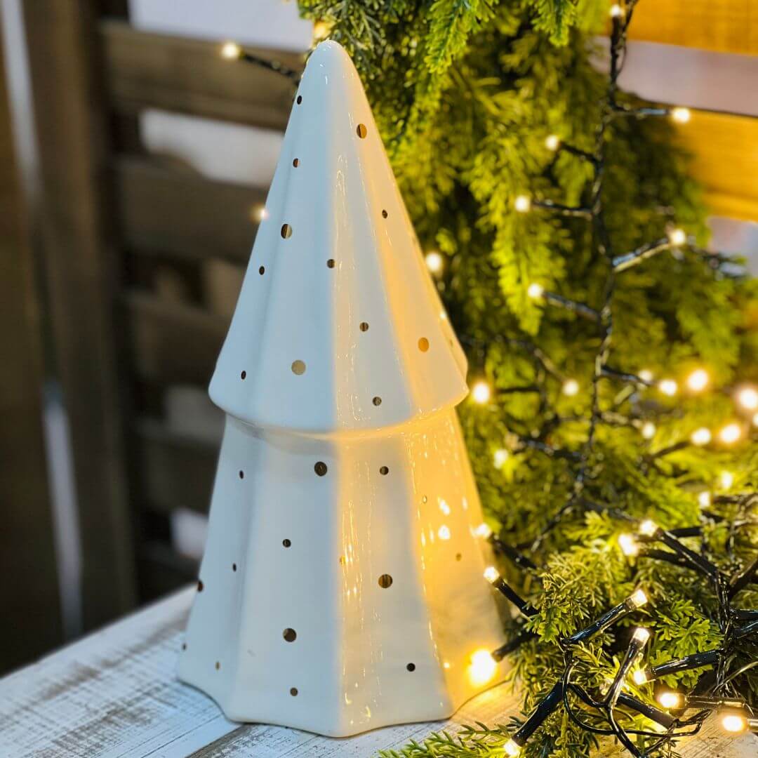 Árvore Frisada com Bolinhas Douradas | 25cm - G