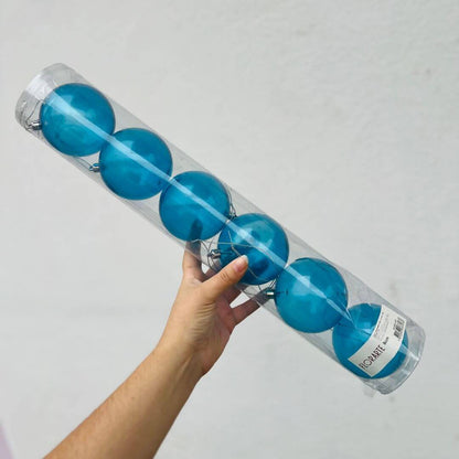 Bola Transparente em Tubo Azul Escuro – 8cm | Kit com 6