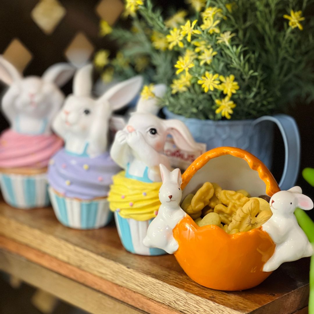 Pote Decorativo de Coelho Laranja - 8,5cm