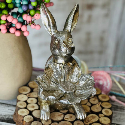 Coelho Decoração Com Flor - 25cm
