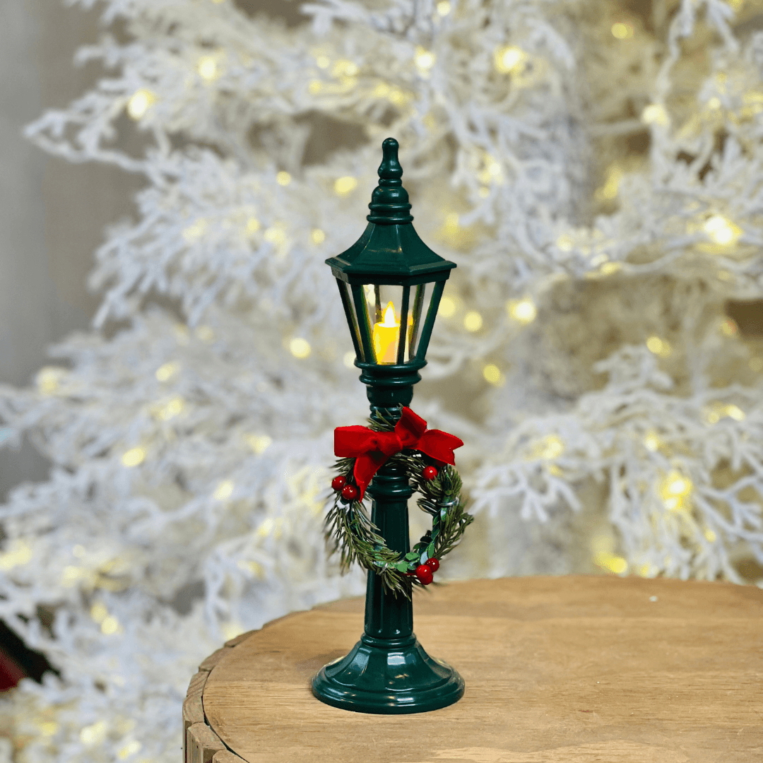 Poste Decorativo com Laço e Guirlanda com LED – 31cm
