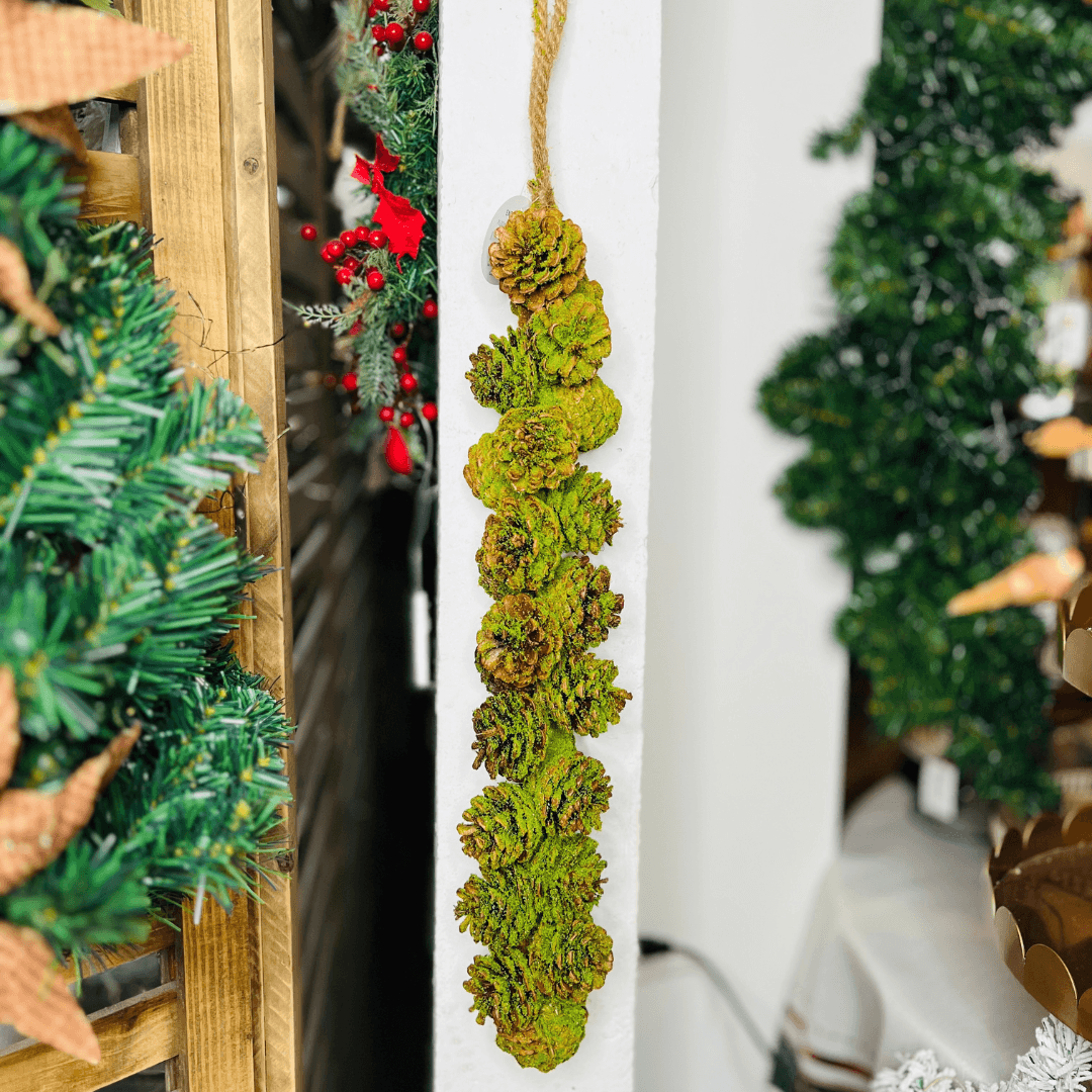 Enfeite Pendente de Pinha com Glitter – 60cm