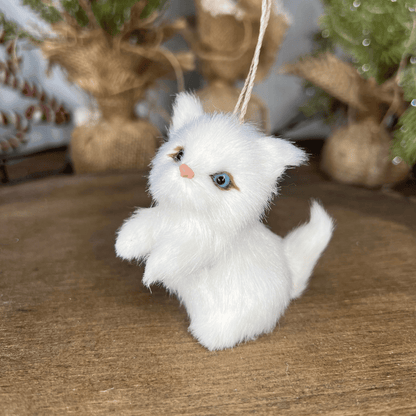 Enfeite para Pendurar Gato Branco 7x4x7cm