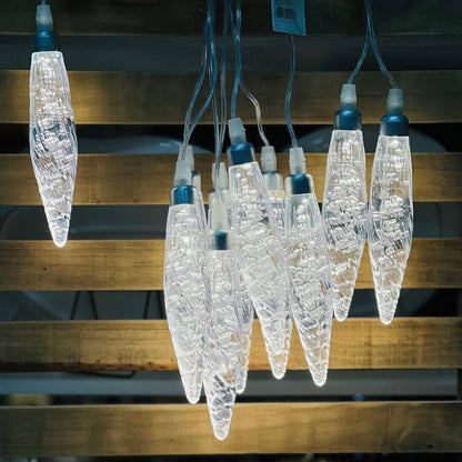 Pendente Gota de Cristal - 10 Cristais Branco Quente | 180cm