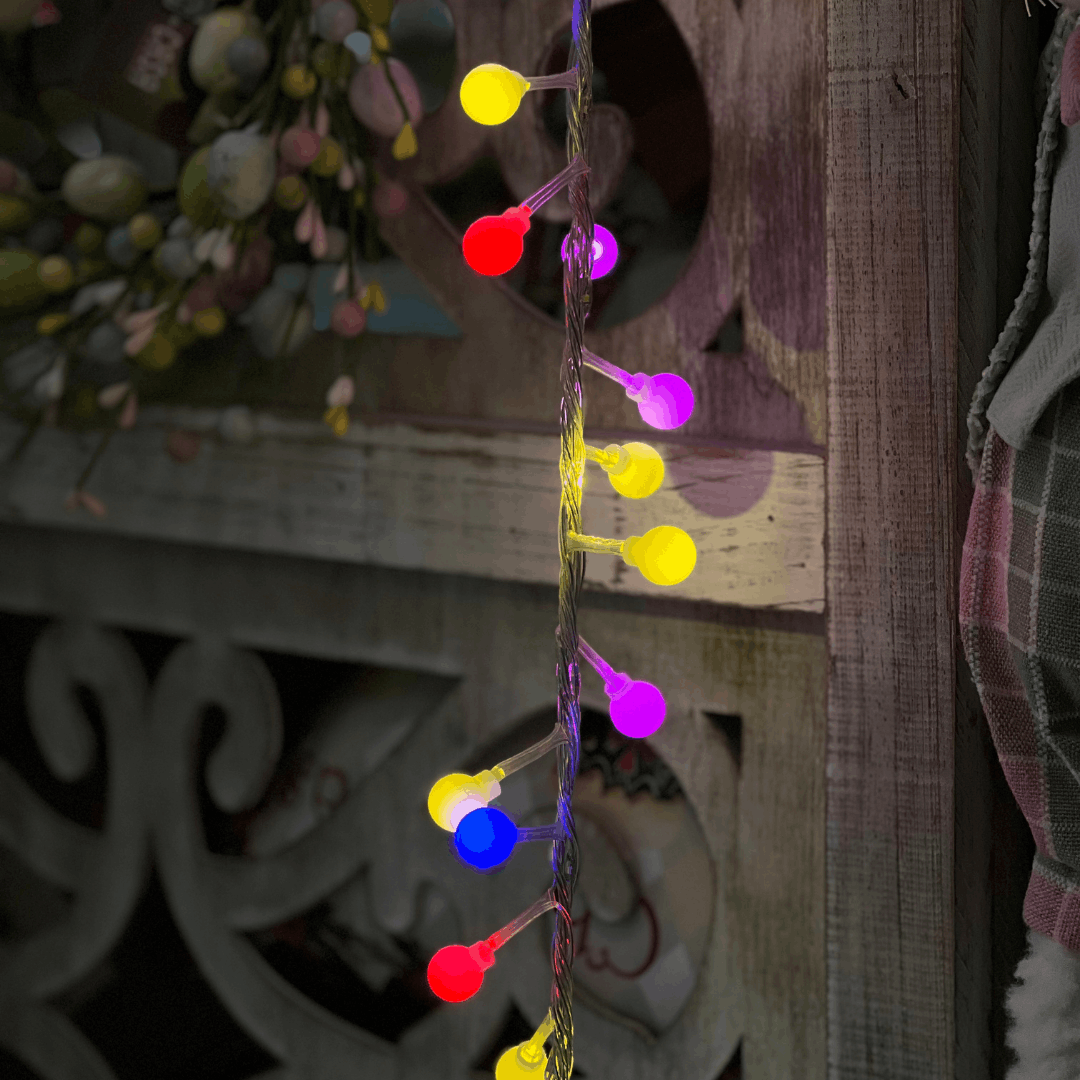 Cordão de Led Bolinha Colorido 5m - 300 Leds, 220v Com Funções
