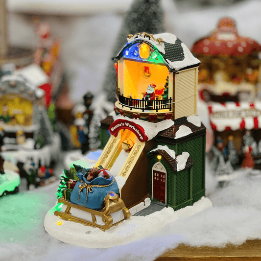 Cenário Natalino Fabrica de Brinquedos Com Led, Som e Movimento 22x14cm - Pilha