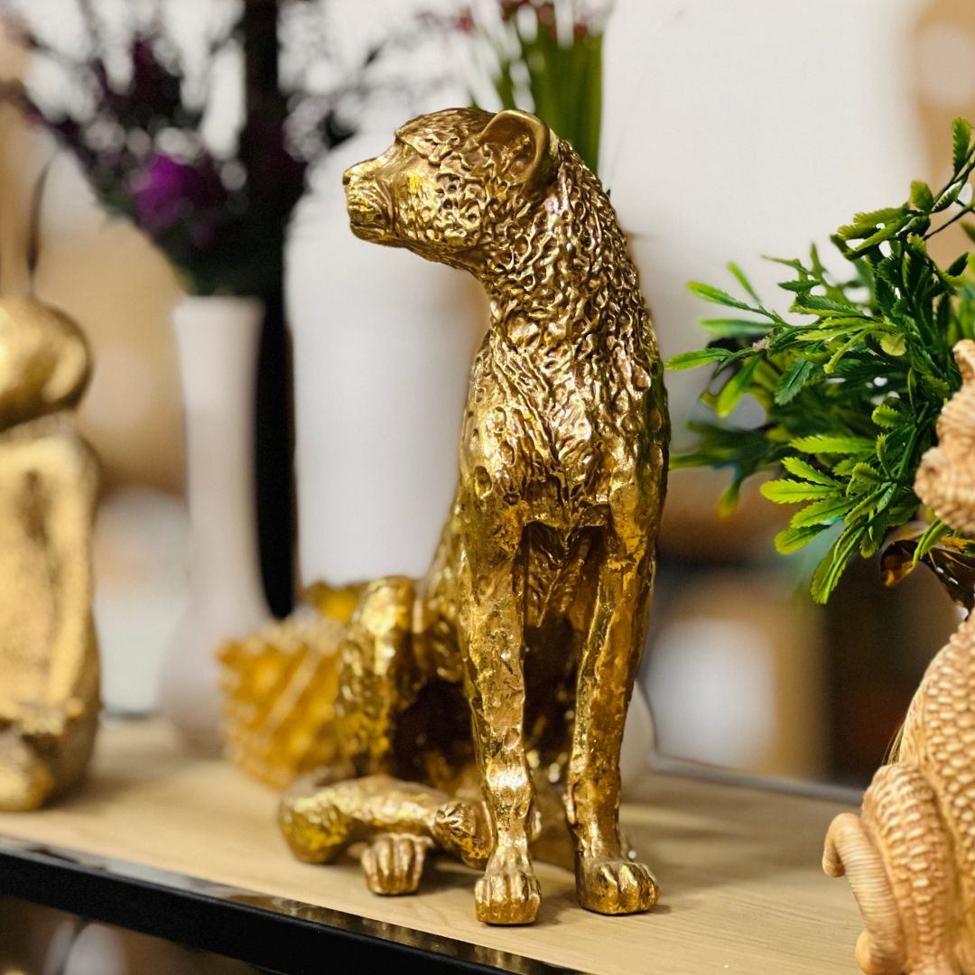 Escultura Leopardo Em Poliresina - 27cm