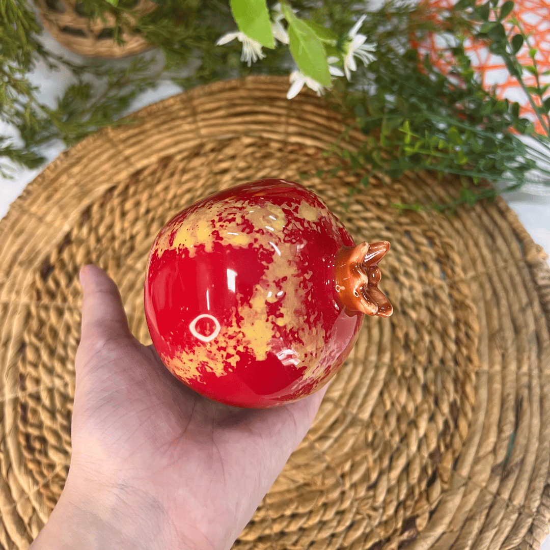 Enfeite Romã Tutti-frutti de Cerâmica 8x9,5cm