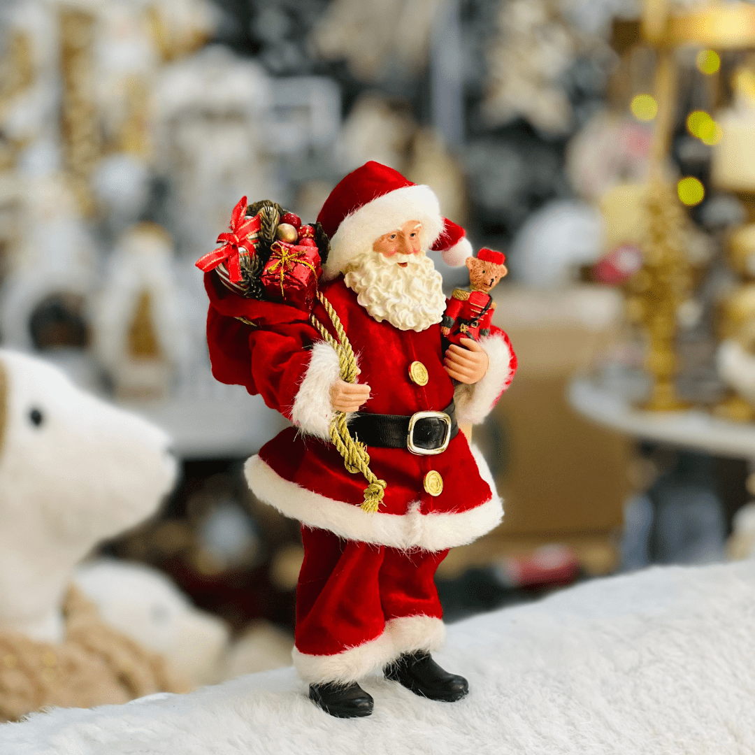 Papai Noel Colecionável Saco Presentes 30cm