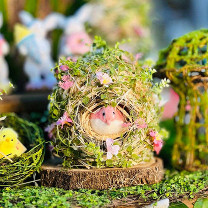 Casa Passarinho Com Pássaro e Flores - 18x18x20cm