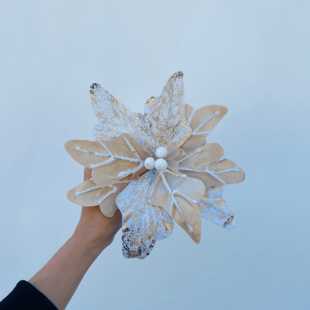 Flor Natalina Poinsetia Champanhe 20x20cm