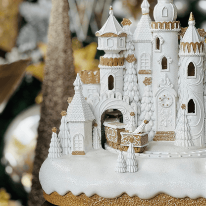 Cenário Castelo Natalino Gingerbread Branco 34x25cm