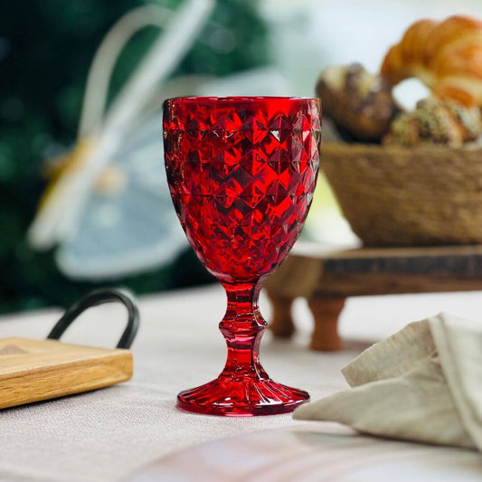 Conjunto 6 Taças de Vidro Para Água Roman Vermelho - 345ml