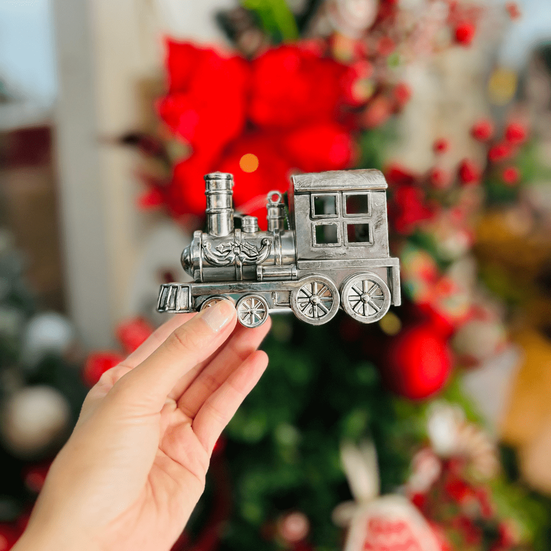 Trem Decorativo Prata 13x8cm