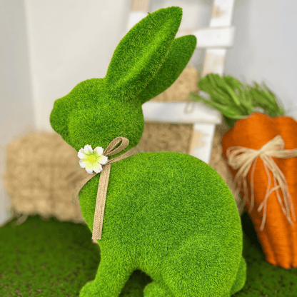 Coelho Musgo Verde De Resina Sentado 33cm