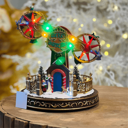 Cenário Natalino Roda-Gigante Dupla com LED – 28cm